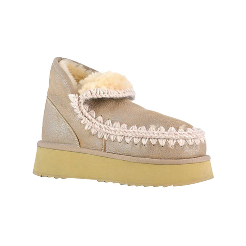 MOU Stivali Stivaletto Donna Mini Eskimo Platform metalic 36 - Francavilla Moda